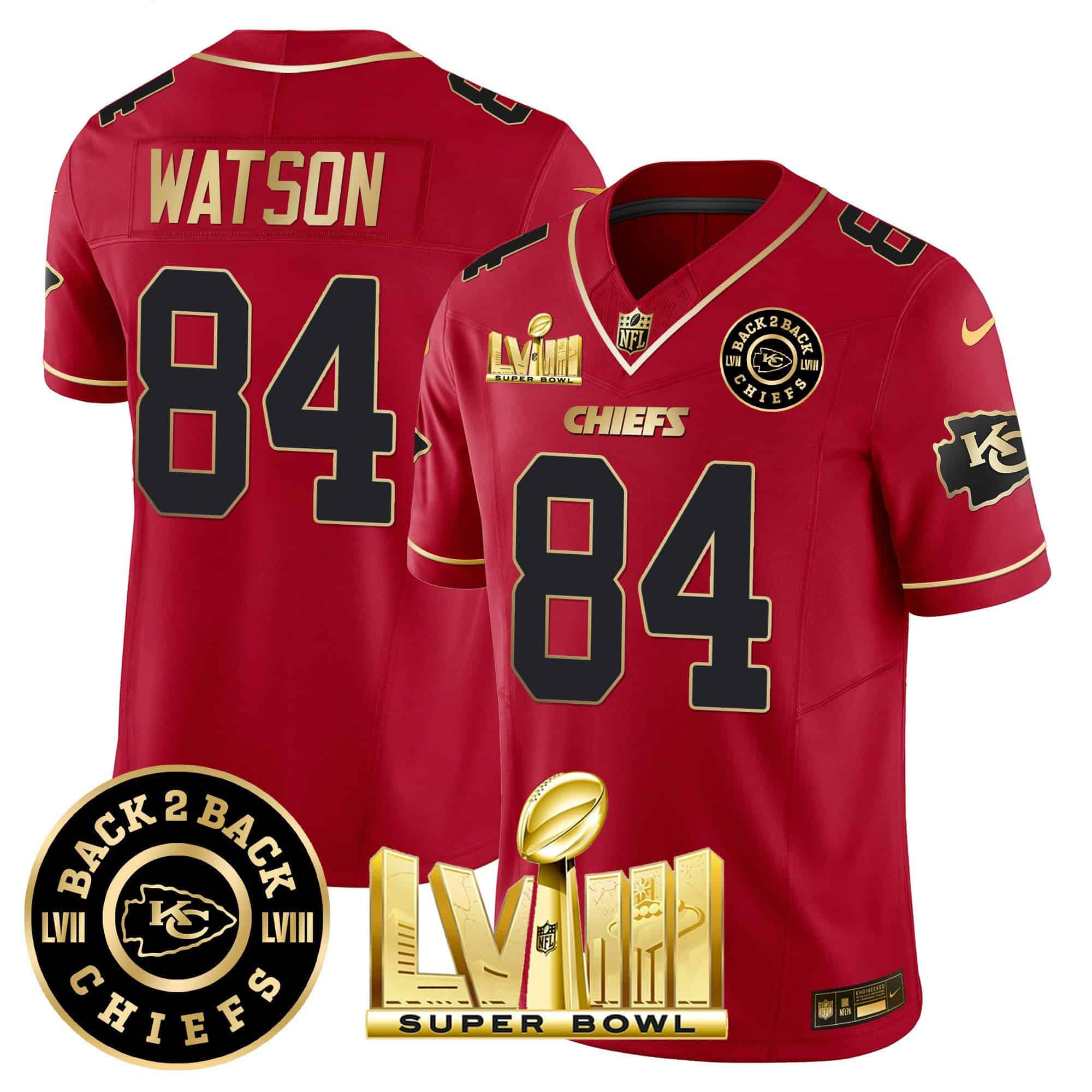 Men Kansas City Chiefs #84 Watson Red 2024 Nike Super Bowl LVIII & Back-2-Back Patch Vapor NFL Jersey style 2->indianapolis colts->NFL Jersey